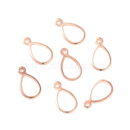304 Stainless Steel Open Charms, Teardrop, Rose Gold, 12x7x0.8mm, Hole: 1mm(STAS-P227-22RG)