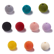 Flocky Acrylic Beads, Round, Mixed Color, 11~12mm, Hole: 2.2mm(OACR-L011-A-M)