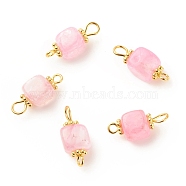 Natural Agate Connector Charms, with Golden Plated Iron Findings, Cube, Pearl Pink, 17~18x7~7.5x6.5~7mm, Hole: 2~3.5mm(PALLOY-JF01587-01)