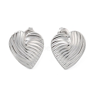 Non-Tarnish 304 Stainless Steel Stud Earrings, Heart, Stainless Steel Color, 18x17mm(EJEW-P258-23P)