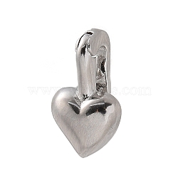 925 Sterling Silver Snap on Bails, Heart, Platinum, 10.5x6x5mm, Hole: 1.5x3.5mm(STER-D300-17P-02)