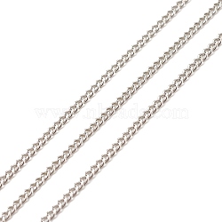 304 Stainless Steel Curb Chains, Soldered, with Spool, Stainless Steel Color, 2.5x2x0.5mm, about 32.81 Feet(10m)/Roll(CHS-E005-02P)