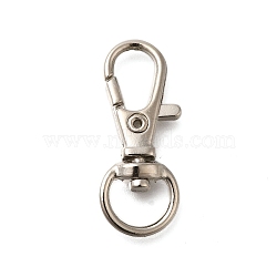 Alloy Swivel Clasps, Swivel Snap Hook, Lead Free & Cadmium Free, Platinum, 31x13x5mm, Hole: 9x6mm(FIND-A045-01A-P)