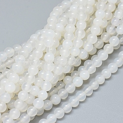 Natural White Agate Beads Strands, Grade A, Round, 4~4.5mm, Hole: 0.5mm, about 92~94 pcs/Strand, 14.5 inch(37 cm)(G-D0005-27-4mm)