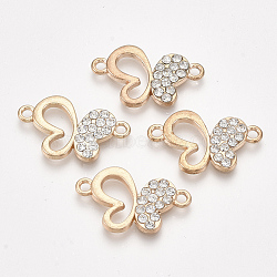 Alloy Links connectors, with Rhinestone, Butterfly, Crystal, Golden, 14x23x2mm, Hole: 1.8mm(PALLOY-S118-31)
