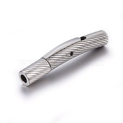 304 Stainless Steel Bayonet Clasps, Tube, Stainless Steel Color, 26.5x4x4.5mm, Hole: 2mm(STAS-E440-08F-P)