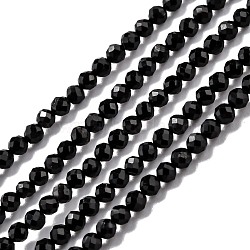 Natural Black Tourmaline Beads Strands, Faceted, Round, 2mm, Hole: 0.3mm, 15.35''(39cm)(G-H266-11B)