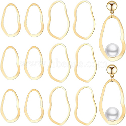 16Pcs 2 Style Brass Linking Rings, Lead Free & Cadmium Free & Nickel Free, Wavy Oval, Real 18K Gold Plated, 28~39x16.5~23x1mm, 8pcs/style(KK-BC0008-68)