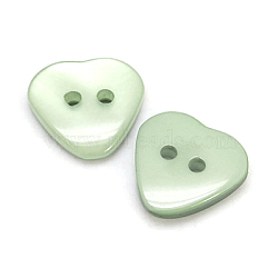 Resin Buttons, Dyed, Heart, Light Green, 13x12x3mm(RESI-D032-13x12mm-12)