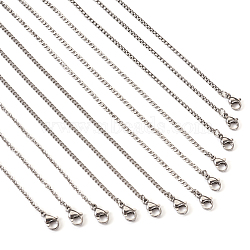 20Pcs 4 Style Stainless Steel Curb & Cable & Box Chain Necklaces Set for Men Women, Stainless Steel Color, 17.72~18.03 inch(45~45.8cm), 5Pcs/style(NJEW-TA0001-12)