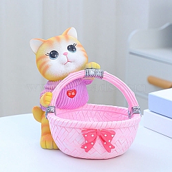 Cute Resin Cat Figurines, Entrance Jewelry Key Storage for Home Desktop Decoration, Hot Pink, 170x150x175mm(PW-WG66233-02)