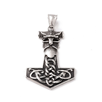Tibetan Style 304 Stainless Steel Pendants, Anchor, Antique Silver, 45x32x7mm, Hole: 8x4mm