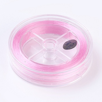 Flat Elastic Crystal String, Elastic Beading Thread, for Stretch Bracelet Making, Pearl Pink, 1x0.5mm, about 87.48 yards(80m)/roll