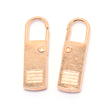 Zinc Alloy Replacement pull-tab Accessories, for Luggage Suitcase Backpack Jacket Bags Coat, Golden, 37x11x4mm, Hole: 7.5x11mm