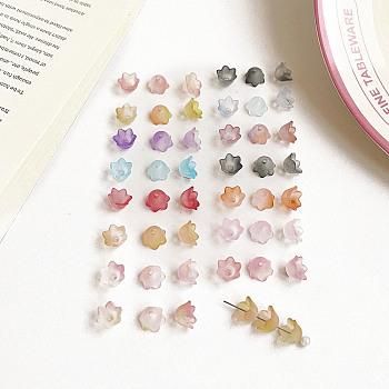 Opaque Acrylic Beads, Frosted Gradient, Flower, Mixed Color, 10.2x6.5mm, Hole: 1.9mm, about 2550pcs/500g