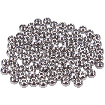 304 perles d'entretoises en acier inoxydable, rondelle, couleur inox, 6x5 mm, trou: 2 mm, 100 pcs / boîte