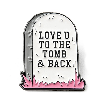 Halloween Tombstone Alloy Enamel Pin, Brooch for Backpack Clothes, Arch, 30.5x25.5x1.6mm