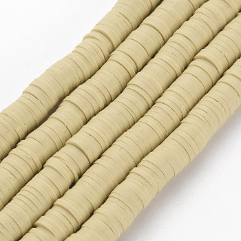 Handmade Polymer Clay Beads Strands, for DIY Jewelry Crafts Supplies, Heishi Beads, Disc/Flat Round, Light Yellow, 6x0.5~1mm, Hole: 1.8mm, about 290~320pcs/strand, 15.75 inch~16.14 inch(40~41cm)