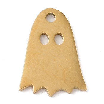 Halloween 201 Stainless Steel Pendants, Ghost Charm, Golden, 14.5x10.5x1mm, Hole: 1.5mm