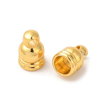 Rack Plating Brass Cord Ends, Cadmium Free & Lead Free, Bell, Real 18K Gold Plated, 6.7x4.4mm, Hole: 1.2mm, Inner Diameter: 3.1mm