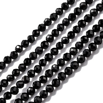 Natural Black Tourmaline Beads Strands, Faceted, Round, 2mm, Hole: 0.3mm, 15.35''(39cm)
