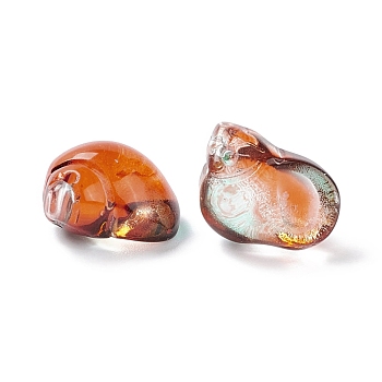 Transparent Glass Beads, Conch, Top Drilled, Chocolate, 15.5x14x10mm, Hole: 1.2mm