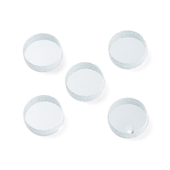 (Defective Closeout Sale: Scratch), 34Pcs Glass Cabochons, Mosaic Accessories, Flat Round, Silver, 12x3.5mm, about 34pcs/bag