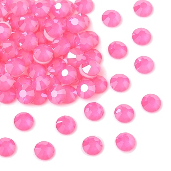 Preciosa&reg MAXIMA Crystal No Hotfix Flatback Stones, Czech Crystal, Lacquer Foiling, Round(438 11 615 Chaton Rose), 00030 475 Crystal Neon Pink, SS16(3.8~4mm)