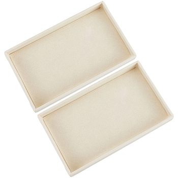 Rectangle Wood Covered with Velvet Jewelry Trinket Display Trays, for Necklaces Rings Bracelets, Antique White, 12.6x21.2x2.3cm