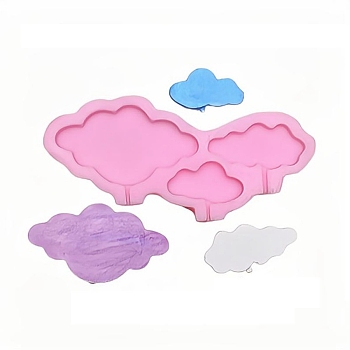 Food Grade Cloud Silicone Molds, Fondant Molds, Baking Molds, Chocolate, Candy, Biscuits, UV Resin & Epoxy Resin Jewelry Making, Hot Pink, 50x120x8mm, Inner Size: 35x63mm, 17x34mm, 20x43mm