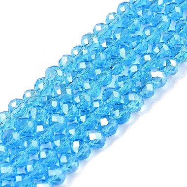 Deep Sky Blue Rondelle Glass Beads