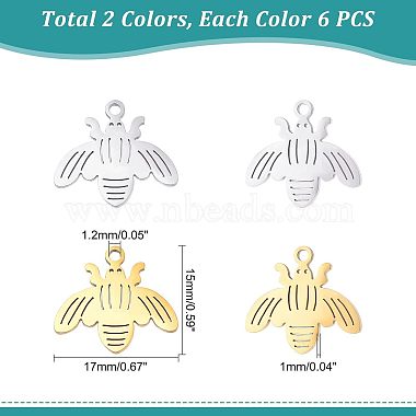 unicraftale 12 個 2 色 201 ステンレス スチール ペンダント(STAS-UN0034-01)-5