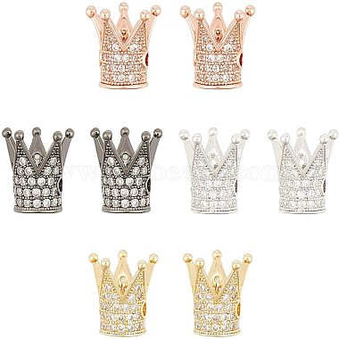13mm Clear Crown Brass+Cubic Zirconia Beads