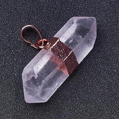 Natural Quartz Crystal Double Terminated Pointed Pendants(G-P253-02RG)-2