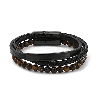 Braided Leather Multi-strand Bracelets for Men(BJEW-Z081-16EB)-4