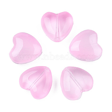 Pearl Pink Heart Glass Beads