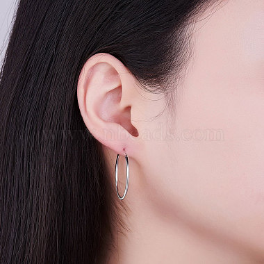 boucles d'oreilles créoles en argent sterling plaqué rhodium Shegrace 925(JE670A-02)-3