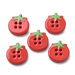 4-Hole Printed Opaque Resin Buttons, Tomato, Red, 13x13x3mm, Hole: 1.2mm(RE-CBA2C75-04B)