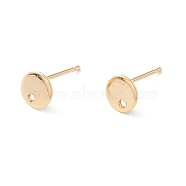 201 Stainless Steel Stud Earring Findings, with 316 Surgical Stainless Steel Pins and Hole, Flat Round, Real 24K Gold Plated, 6mm, Hole: 1.2mm, Pin: 0.7mm(STAS-P308-09A-G)
