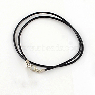 Waxed Cotton Cord Necklace Making, with Alloy Lobster Claw Clasps, Platinum, Black, 17.52 inch(44.5cm), 1.5mm(X-MAK-S032-1.5mm-A101)