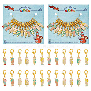 Alloy Enamel Ice Sucker & Ice Cream Pendant Locking Stitch Markers, Zinc Alloy Lobster Claw Clasp Stitch Marker, Mixed Color, 3.8~3.9cm, 2pcs/style,6 style, 12pcs/set(HJEW-AB00035)