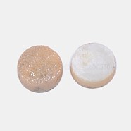 Electroplate Natural Druzy Crystal Cabochons, Flat Round, Dyed, Wheat, 8x3~6mm(G-L047-8mm-11)