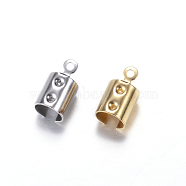 304 Stainless Steel Folding Crimp Ends, Fold Over Crimp Cord Ends, Mixed Color, 12x6.5x6.5mm, Hole: 1.2mm(STAS-N0013-22)