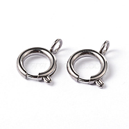 304 Stainless Steel Smooth Surface Spring Ring Clasps, Stainless Steel Color, 17x12x2mm, Hole: 3.5mm(STAS-D149-04)