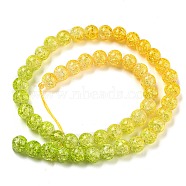 Spray Painted Crackle Glass Beads Strands, Gradient Color, Segmented Multi-color Beads, Round, Yellow Green, 8mm, Hole: 1mm, about 48pcs/strand, 14.96 inch(38cm)(DGLA-C002-8mm-11)