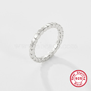 Rhodium Plated 925 Sterling Silver Fingers Rings, with 925 Stamp, Platinum, Inner Diameter: 18mm(LU6854-6)