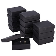 12Pcs Cardboard Jewelry Packaging Boxes, with Sponge Inside, for Rings, Small Watches, Necklaces, Earrings, Bracelet, Rectangle, Black, 8.9x6.85x3.1cm(CON-NB0002-26B)