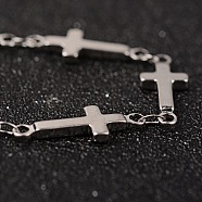 304 Stainless Steel Decorative Chains, Soldered, with Cross Connector, Stainless Steel Color, 18.5x7x2mm(CHS-E001-01P)