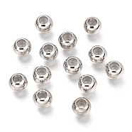 201 Stainless Steel Beads, with Plastic, Slider Beads, Stopper Beads, Rondelle, Stainless Steel Color, 6x4.8mm, Hole: 1.5mm(STAS-F145-06P-E)