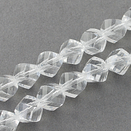 Glass Bead Strands, Faceted, Twist, Clear, 6x6x6mm, Hole: 1mm: 1mm, about 100pcs/strand, 22.4 inch(X-GLAA-R042-6x6mm-15)